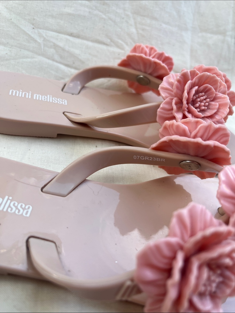 Mini Melissa Harmonic Springtime Pink Floral Jelly Flip Flops - Size 11 - Picture 6 of 6